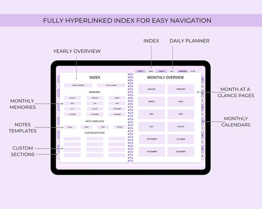 2026 Simply Elegant Digital Planner in Purple