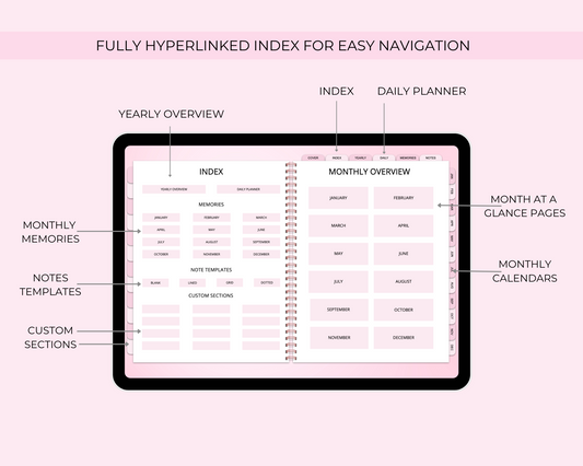 2026 Simply Elegant Digital Planner in Pink